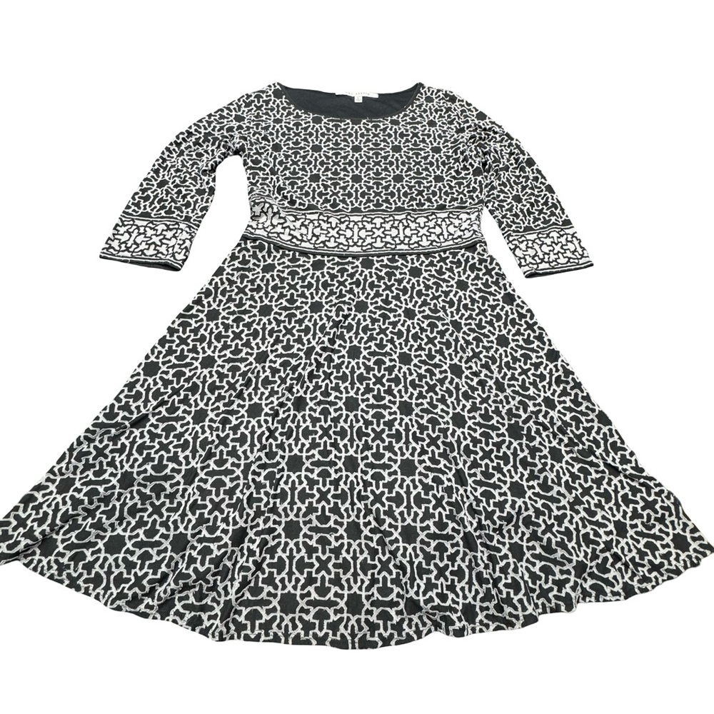 Max Studio Black White Dress Womens Large Chic Classic Casual Work Elegant Style